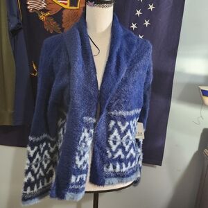 Faux hair Aztec open cardigan